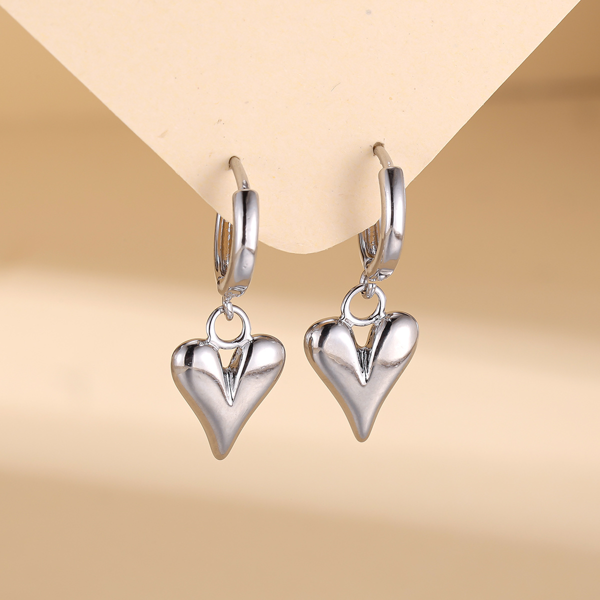 Women's Love Pendant Earrings, Exquisite Synthetic Zirconia Design